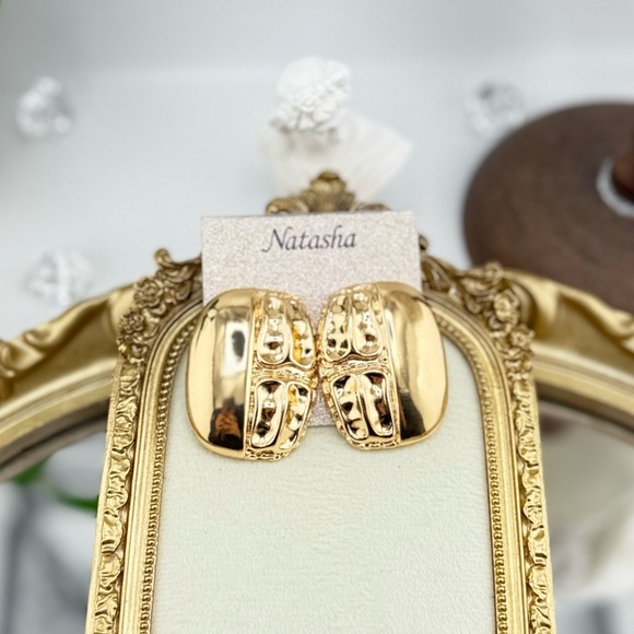 Natasha Gold-Tone Textured Stud Earrings ✨ - Picture 3 of 9